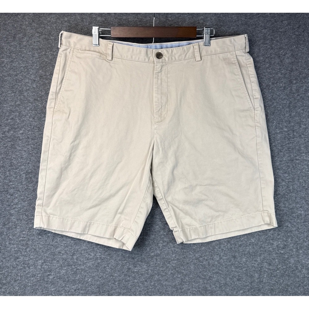 Brooks Brothers Men Size 40 Khaki Chino Shorts Stretch Cotton Flat Front Sailing